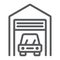 Car garage line icon, automobile and home