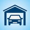 Car garage pictogam. Blue vector icon illustration.