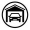 Car garage pictogam button. Black vector icon illustration.