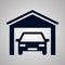 Car garage pictogam. Grey blue vector icon illustration.