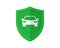 Car guard green shield logo. Auto collision insurance or store shop badge. Vehicle tuning service or driver security