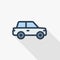 Car, hatchback thin line flat color icon. Linear vector symbol. Colorful long shadow design.