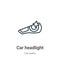 Car headlight outline vector icon. Thin line black car headlight icon, flat vector simple element illustration from editable car