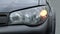 Car Headlight Turning On And Off, Car Signal, Front View, Emergency Stop, Flashing Hazard Lights. Close Up.
