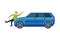 Car Hitting Pedestrian on the Street, Road Accident Flat Vector Illustration