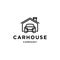 Car and house logo icon vector, car out from garage, concept for insurance, vehicle dealership