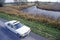 Car on I-90 in Montezuma National Wildlife Refuge, Seneca Falls, NY