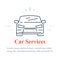 Car icon, auto services concept, vector linear illustration