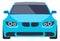 Car icon. Blue modern auto front view