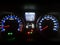 Car instrument dashboard panel in night time