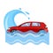 Car Insurance and Flood Risk Vector Illustration