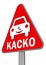 Car insurance road sign. Translation text: `CASCO comprehensive car insurance`