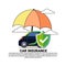 Car Insurance Service Concept With Hybrid Vehicle Under Umbrella Icon