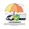 Car Insurance Service Icon With Truck Lorry Under Umbrella Concept