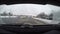 Car journey time lapse, rear view with blurred motion