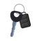 Car key with remote control and charm of the alarm system. Vector isolated cartoon style