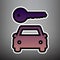 Car key simplistic sign. Vector. Violet gradient icon with black