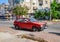 Car Lada 2108. Eight, people\'s youth car stands on the street in Antalya