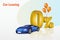 Car leasing, buy new car with 0 percent interest free. Financial promotion campaign for buying new car