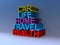 Car life home travel health on blue