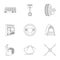 Car, lift, pump and other equipment outline icons in set collection for design. Car maintenance station vector symbol