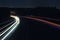 Car Light Trails On The Highway At Foggy Night