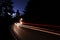 Car Light Trails in the Mountains on a Starry Nigh