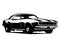 car logo chevrolet camaro 1970 black silhouette view from side isolated white background.]