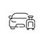 Car and luggage. Airport taxi or rental car. Pixel perfect, editable stroke