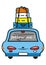 Car and luggage, humorous vector illustration