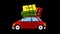 Car with luggage Travel Adventure icon Line Drawing Animation Transparent Vector Motion Graphics Loop