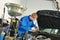 Car maintenance, oil and filter replacing