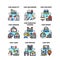 Car Manufacturing Set Icons Vector Illustrations