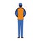 Car mechanic standing back icon, colorful design