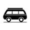 Car mini van retro model transport vehicle silhouette style icon design