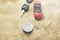 Car model and auto key and compass