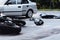 Car and motorbike crash