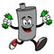 Car Muffler Mascot running with Money