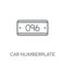 car numberplate linear icon. Modern outline car numberplate logo