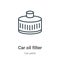 Car oil filter outline vector icon. Thin line black car oil filter icon, flat vector simple element illustration from editable car