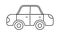 Car outline icon. Simple personal transport. Primitive Side view of the car. Line symbol. Children's drawing