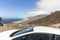 Car over Cofete beach with wide view, Fuerteventura