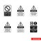 Car park notice signs icon set of black and white types. Isolated vector sign symbols. Icon pack