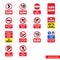 Car park prohibitory signs icon set of color types. Isolated vector sign symbols. Icon pack