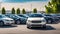 Car Parking, Car Showroom and Dealer Agent Concept, Car Parked in Outdoor Parking, Used Car Sales and Rentals, Car Insurance,