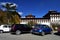 Car Parking in front of Tashichho Dzong, also known as the Dzong of Thimphu