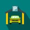 Car parking icon in flat style