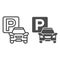 Car parking line and solid icon, Coworking concept, Transport parked sign on white background, Parking zone icon in