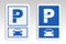 Car parking lot sign with capital P flat vector icon for vehicles traffic apps and websites