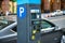 Car and parking machine with electronic payment at New York parking